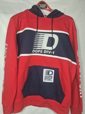 DOPE Red and Navy DIV-1 Pullover Hoodie